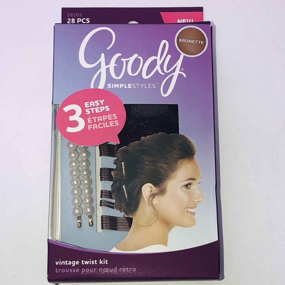 Goody Brunette Simple Styles Vintage Twist Kit 28 Pieces NIB